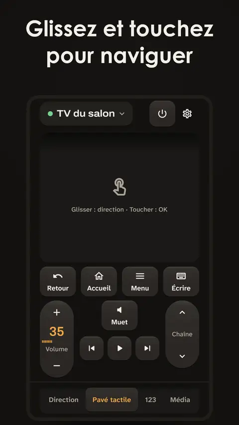 Glissez et touchez pour naviguer