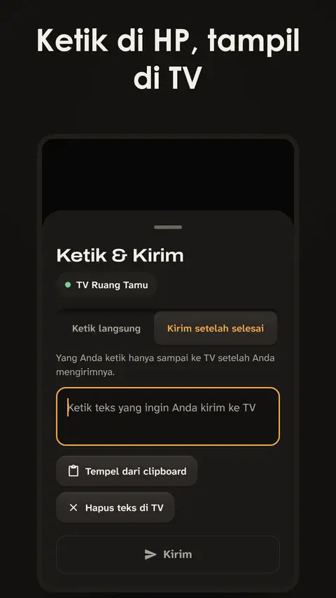 Ketik di HP, tampil di TV